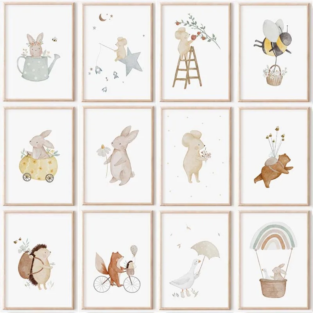 Agriculture Vertical Farming - Frameless Boho Cartoon Farm Art Canvas