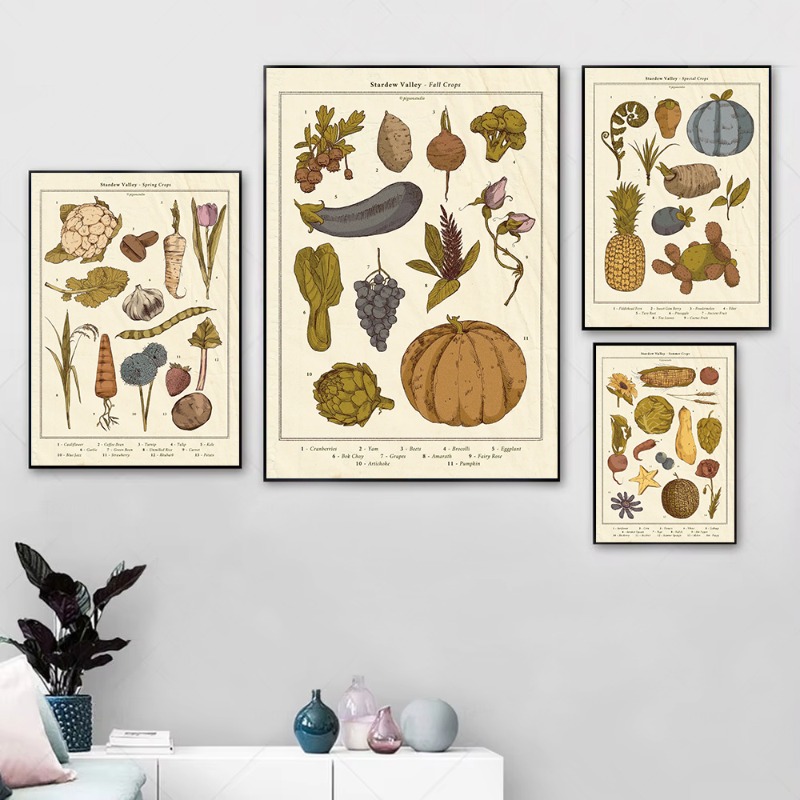 Agriculture Vertical Farming - Stardew Valley Seasonal Crops Poster Retro